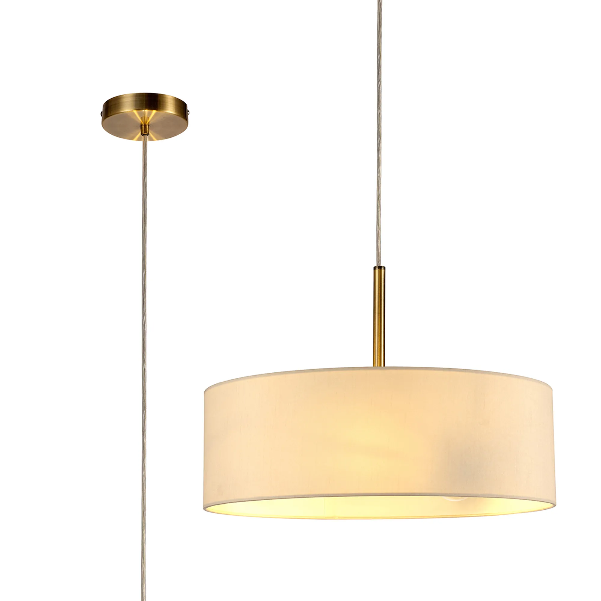 Baymont 45cm 3 Light Pendant Antique Brass, Ivory Pearl/White